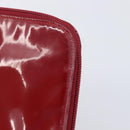CHANEL Clutch Bag Patent leather Red Gold CC Auth gh2475-13