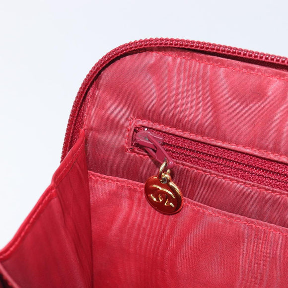 CHANEL Clutch Bag Patent leather Red Gold CC Auth gh2475