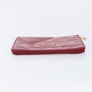 CHANEL Clutch Bag Patent leather Red Gold CC Auth gh2475-6