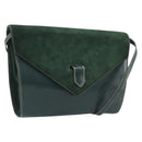 Bally Shoulder Bag Leather Green Gold Auth gh2477-1