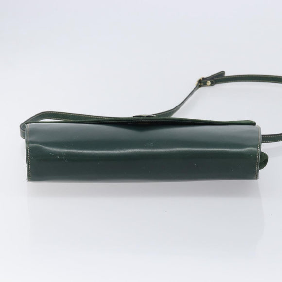 Bally Shoulder Bag Leather Green Gold Auth gh2477