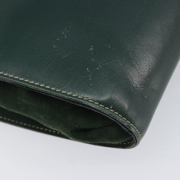 Bally Shoulder Bag Leather Green Gold Auth gh2477