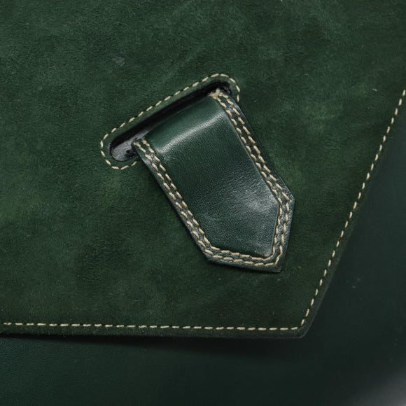 Bally Shoulder Bag Leather Green Gold Auth gh2477