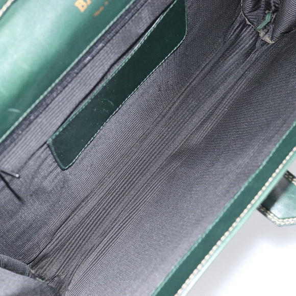 Bally Shoulder Bag Leather Green Gold Auth gh2477