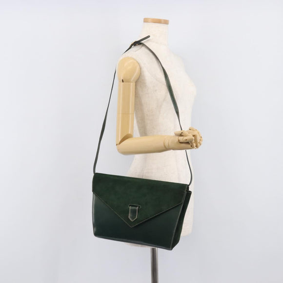 Bally Shoulder Bag Leather Green Gold Auth gh2477