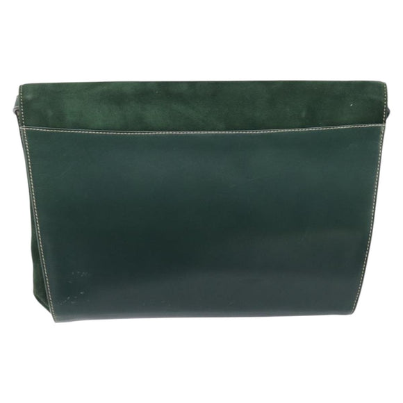 Bally Shoulder Bag Leather Green Gold Auth gh2477
