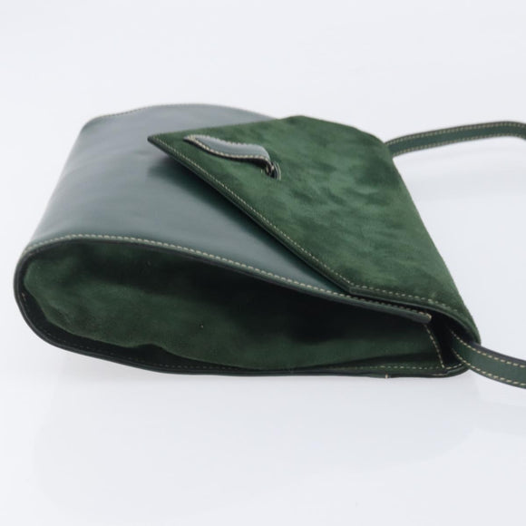 Bally Shoulder Bag Leather Green Gold Auth gh2477