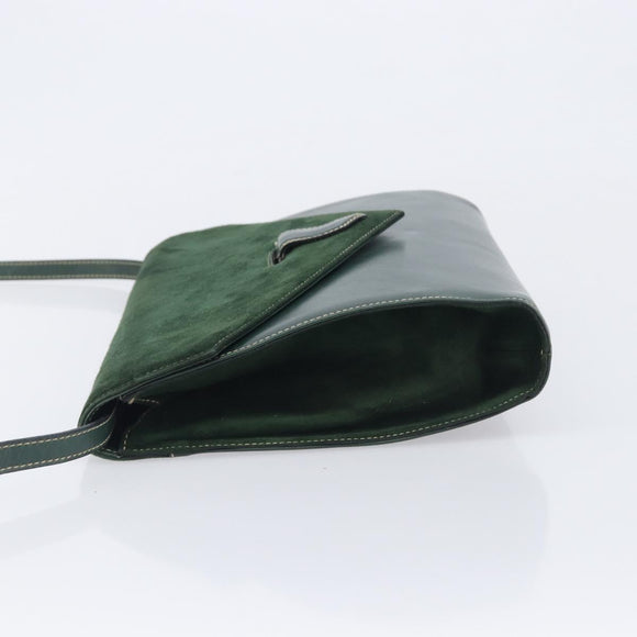 Bally Shoulder Bag Leather Green Gold Auth gh2477