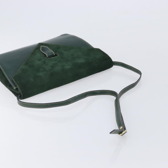 Bally Shoulder Bag Leather Green Gold Auth gh2477