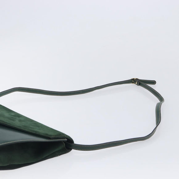 Bally Shoulder Bag Leather Green Gold Auth gh2477