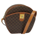 CELINE Macadam Canvas Shoulder Bag PVC Leather Brown Gold Auth gh248-1