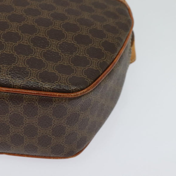 CELINE Macadam Canvas Shoulder Bag PVC Leather Brown Gold Auth gh248