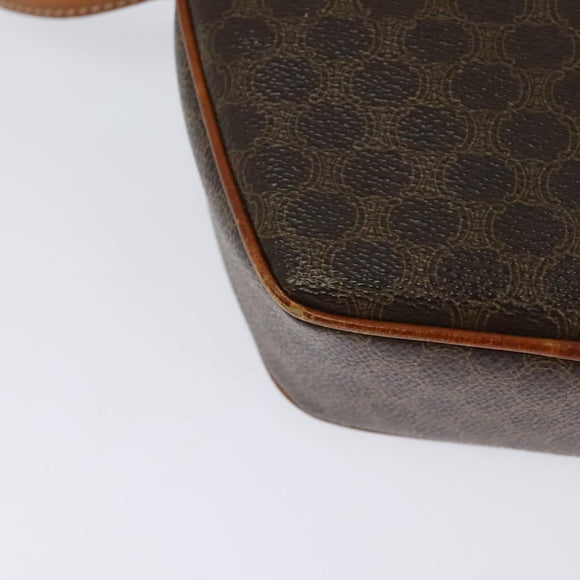 CELINE Macadam Canvas Shoulder Bag PVC Leather Brown Gold Auth gh248