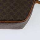 CELINE Macadam Canvas Shoulder Bag PVC Leather Brown Gold Auth gh248-16