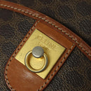 CELINE Macadam Canvas Shoulder Bag PVC Leather Brown Gold Auth gh248-17