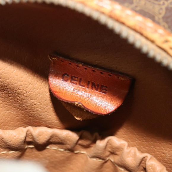 CELINE Macadam Canvas Umhängetasche PVC Leder Braun Gold Auth gh248