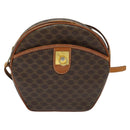 CELINE Macadam Canvas Shoulder Bag PVC Leather Brown Gold Auth gh248-13