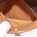 CELINE Macadam Canvas Shoulder Bag PVC Leather Brown Gold Auth gh248-21