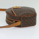 CELINE Macadam Canvas Shoulder Bag PVC Leather Brown Gold Auth gh248-3