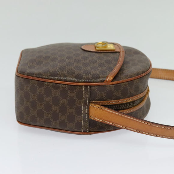 CELINE Macadam Canvas Umhängetasche PVC Leder Braun Gold Auth gh248