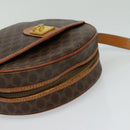 CELINE Macadam Canvas Shoulder Bag PVC Leather Brown Gold Auth gh248-6