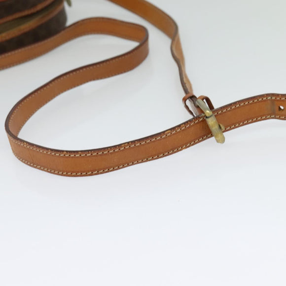 CELINE Macadam Canvas Shoulder Bag PVC Leather Brown Gold Auth gh248