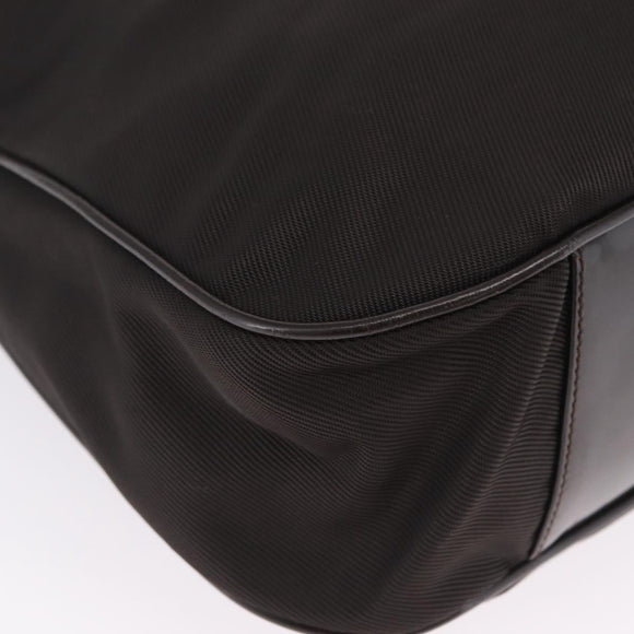 GUCCI Bamboo Hand Bag Nylon Dark Brown Silver 001 2058 1577 Auth gh2481