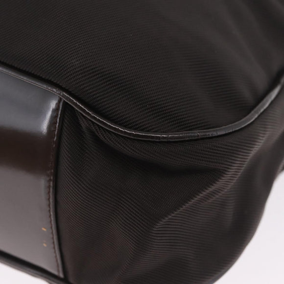 GUCCI Bamboo Hand Bag Nylon Dark Brown Silver 001 2058 1577 Auth gh2481