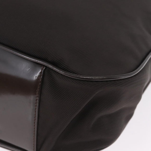 GUCCI Bamboo Hand Bag Nylon Dark Brown Silver 001 2058 1577 Auth gh2481
