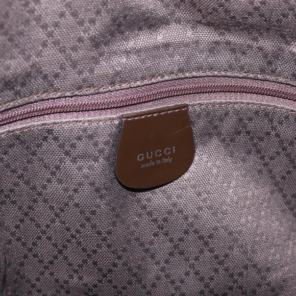 GUCCI Bamboo Hand Bag Nylon Dark Brown Silver 001 2058 1577 Auth gh2481