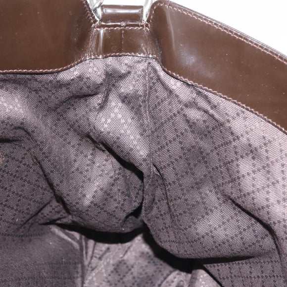 GUCCI Bamboo Hand Bag Nylon Dark Brown Silver 001 2058 1577 Auth gh2481