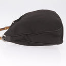 GUCCI Bamboo Hand Bag Nylon Dark Brown Silver 001 2058 1577 Auth gh2481-5