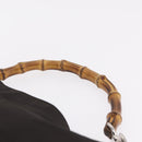 GUCCI Bamboo Hand Bag Nylon Dark Brown Silver 001 2058 1577 Auth gh2481-8