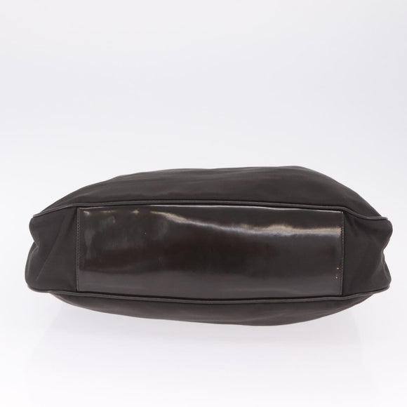 GUCCI Bamboo Hand Bag Nylon Dark Brown Silver 001 2058 1577 Auth gh2481