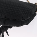 Bally Chain Shoulder Bag Canvas Black Gold Auth gh2482-13