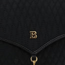 Bally Chain Shoulder Bag Canvas Black Gold Auth gh2482-15