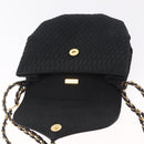 Bally Chain Shoulder Bag Canvas Black Gold Auth gh2482-16