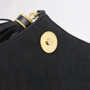 Bally Chain Shoulder Bag Canvas Black Gold Auth gh2482-17