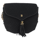 Bally Chain Shoulder Bag Canvas Black Gold Auth gh2482-2