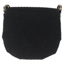 Bally Chain Shoulder Bag Canvas Black Gold Auth gh2482-3
