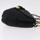 Bally Chain Shoulder Bag Canvas Black Gold Auth gh2482-4