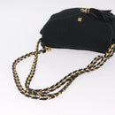 Bally Chain Shoulder Bag Canvas Black Gold Auth gh2482-7