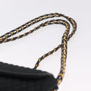 Bally Chain Shoulder Bag Canvas Black Gold Auth gh2482-8