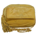 CHANEL Chain Shoulder Bag Lamb Skin Yellow Gold CC Auth gh258-1