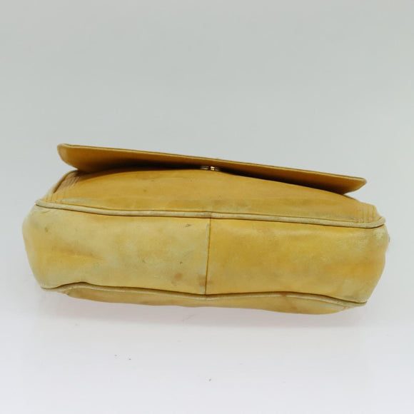 CHANEL Chain Shoulder Bag Lamb Skin Yellow Gold CC Auth gh258