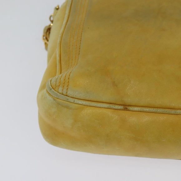 CHANEL Chain Shoulder Bag Lamb Skin Yellow Gold CC Auth gh258