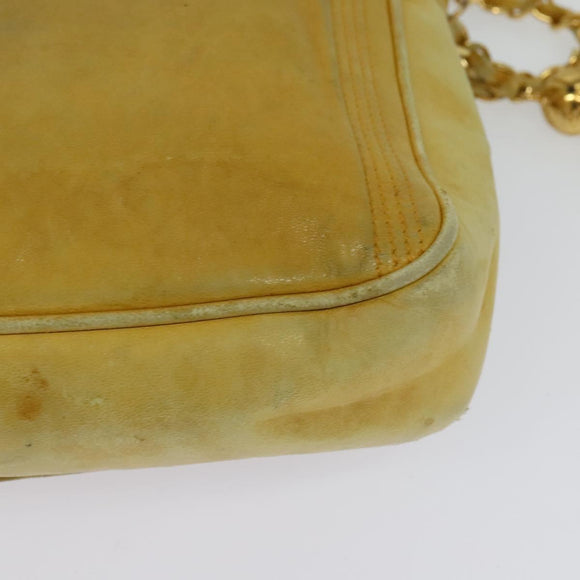 CHANEL Chain Shoulder Bag Lamb Skin Yellow Gold CC Auth gh258