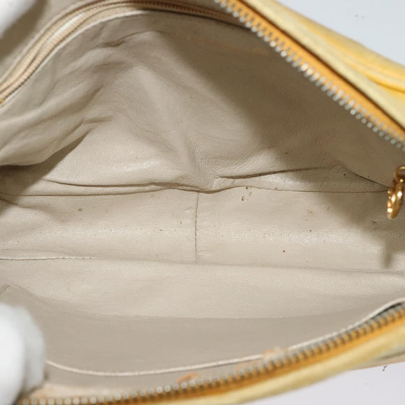 CHANEL Chain Shoulder Bag Lamb Skin Yellow Gold CC Auth gh258