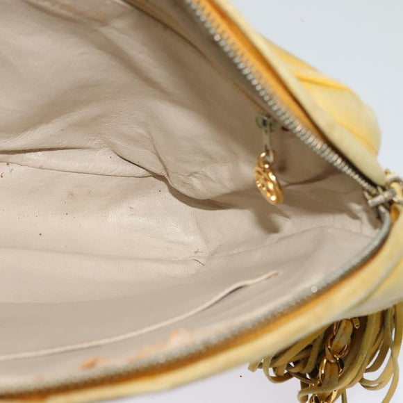 CHANEL Chain Shoulder Bag Lamb Skin Yellow Gold CC Auth gh258