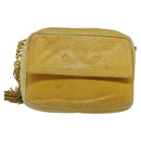 CHANEL Chain Shoulder Bag Lamb Skin Yellow Gold CC Auth gh258-13
